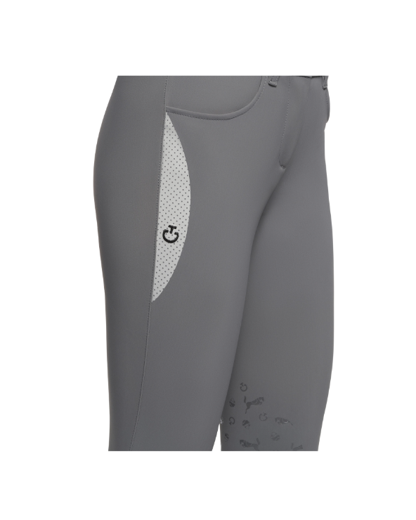 Pantalon - Jersey w/ Perforated Print Breeches gris enfant PAA011 JE010 Cavalleria Toscana Cavaliers
