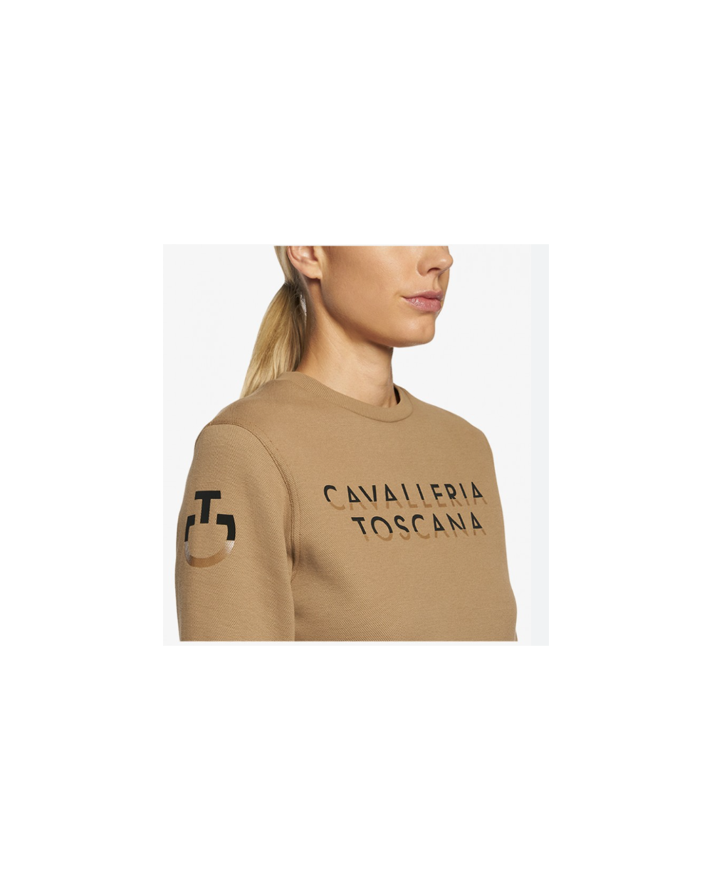 Sweatshirt cavalleria toscana - Bonded Piquù Crew Neck beige FED094 CO092 Cavalleria Toscana Pulls et Gilets