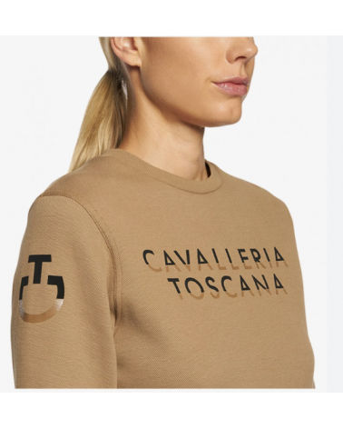 Sweatshirt cavalleria toscana - Bonded Piquù Crew Neck beige FED094 CO092 Cavalleria Toscana Pulls et Gilets