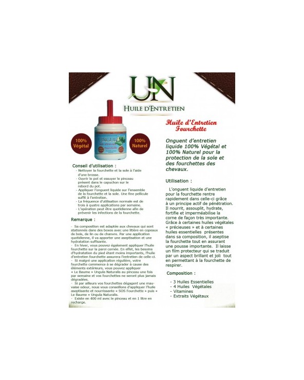 Huile d'entretien fourchette 400ml - Ungula  ungula Accueil
