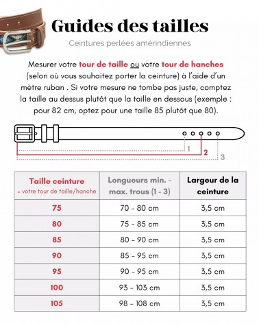 Ceinture en cuir perlée amérindienne NAHELE BOHO STREET   Accueil