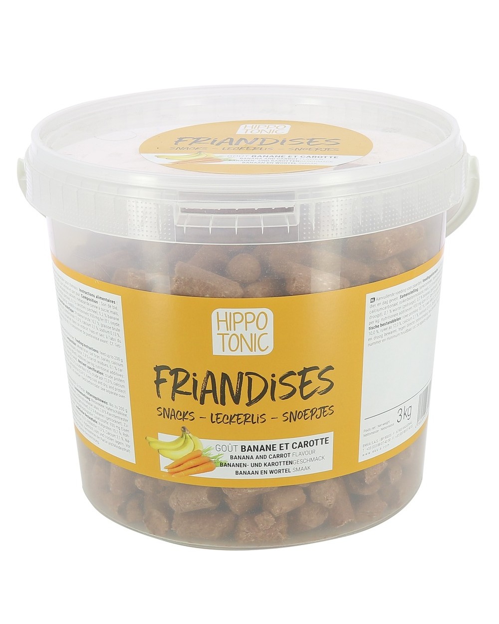 Friandises HIPPOTONIC, goût banane et carotte Seau 3Kg  Hippo Tonic Accueil